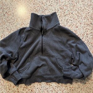 Lululemon scuba oversized crop funnel neck heathered grey